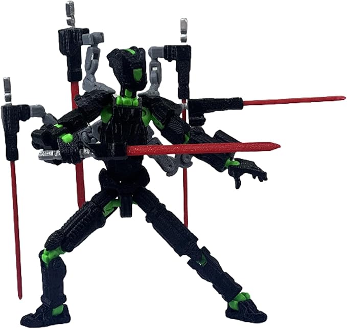 Assembly Completed T13 Action Figure,3D Printed Multi-Jointed Movable, Nova 13 Action Figures Desktop Decorations for Game Lovers Toy (Black Green)