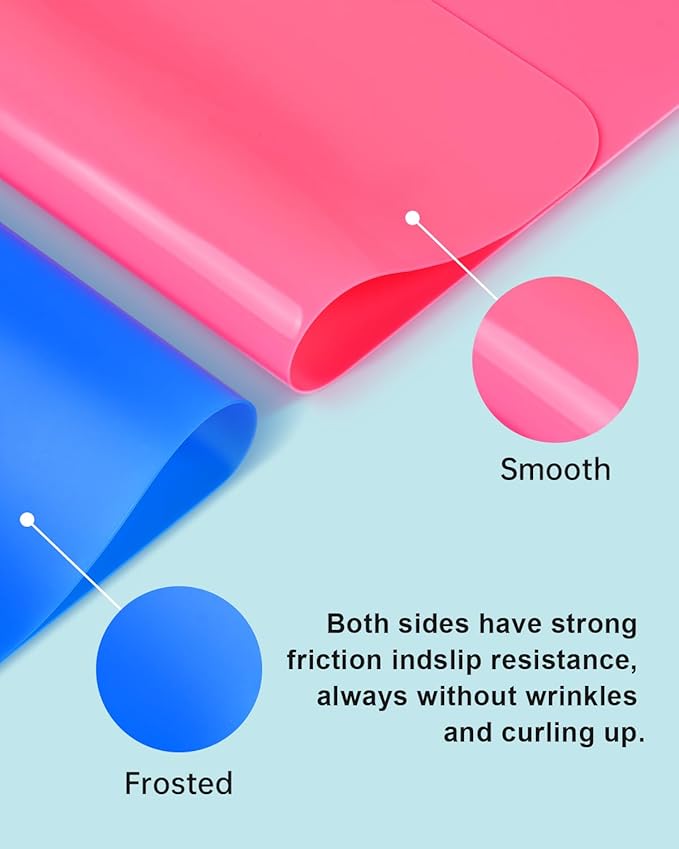 3 Pack Silicone Craft Mat, IKOCO 15.7"x 11.8" Playdough Mat Nonslip and Nonstick Silicone Sheets for Crafts, Paint, Resin Casting Molds, Blue & Rose Red & Cyan