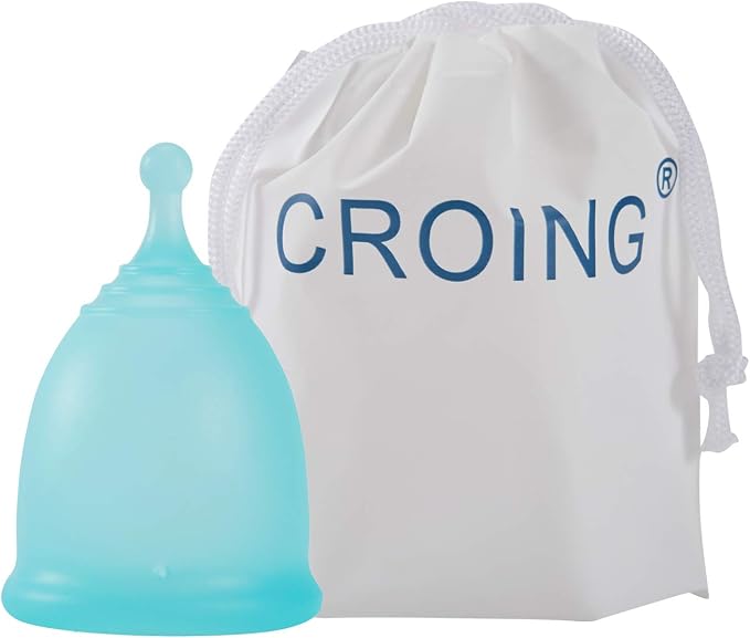 Croing 4pcs Menstrual Cup with 1 pc Sterilize Cup,Menstrual Cup Holder, Storing Period Cup(Blue and White)