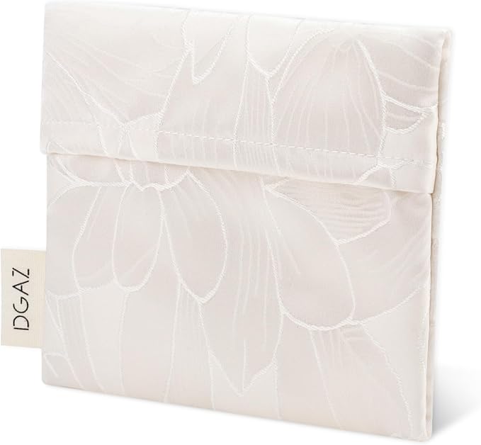 DGAZ Sanitary Napkin Storage Bag, Period Bag for Teen Aged Girls, Portable Period Bag for Panty Liners/Menstrual Cup/Small Tampons，Mini Makeup Bag for Purse(Snowflake)