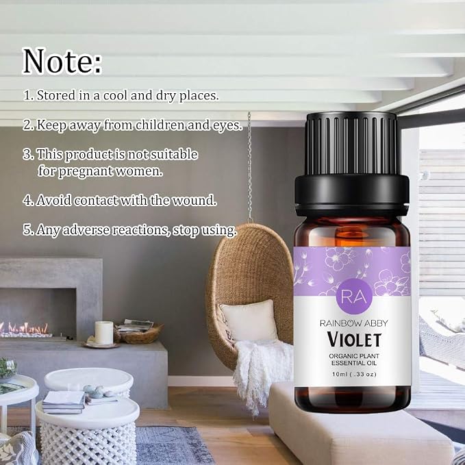 2-Pack Violet Essential Oil 100% Pure Oganic Plant Natrual Flower Essential Oil for Diffuser Message Skin Care - 10ML