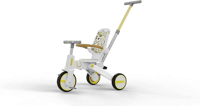 Adventure Pro Summer Edition - Foldable Tricycle for Toddlers-Big Canopy, Basket,Travel Backpack and Parent Bag - Toddler Tricycle for Ages 10 Months to 5 Years (White/Emoji)