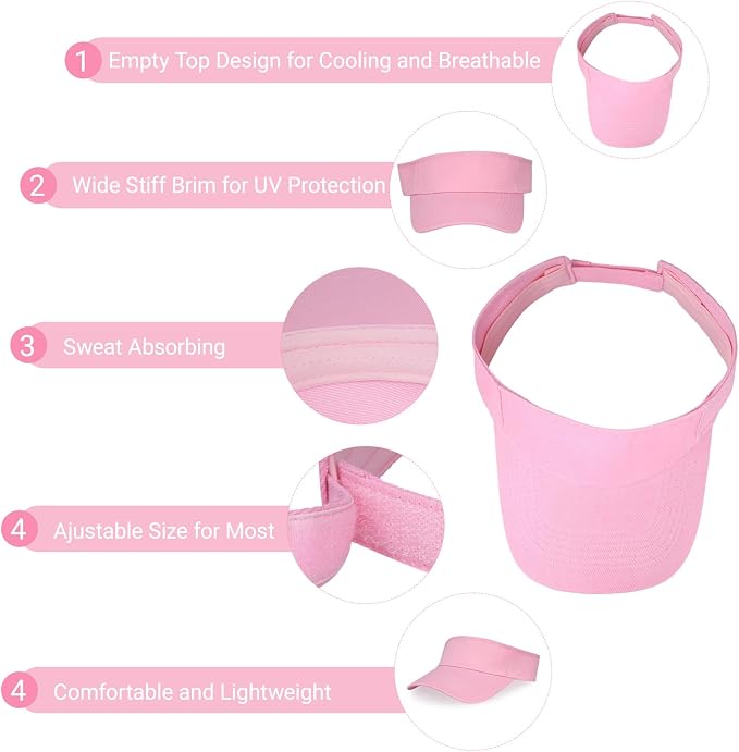 Topbuti Sports Sun Visor Hats for Women Men Adjustable Cotton Beach Baseball Tennis Golf Hat Caps UV Protection Visors