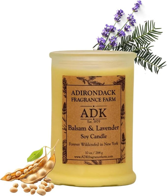 Adirondack Fragrance & Flavor Farm Balsam & Lavender Scented Candle 10 Oz | Proudly Poured in The USA, Natural Aromatherapy Wax for Relaxation, Home Décor, Kitchen, Gift and Living Spaces
