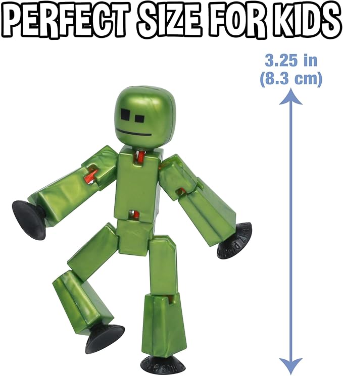 Zing StikBot Single Pack - Includes 1 StikBot - Collectible Action Figures and Accessories, Stop Motion Animation, Ages 4 and Up (Metal Olive)
