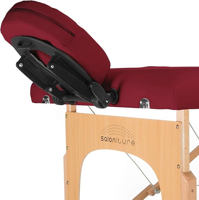 Saloniture Professional Portable Folding Massage Table with Carrying Case - Burgundy
