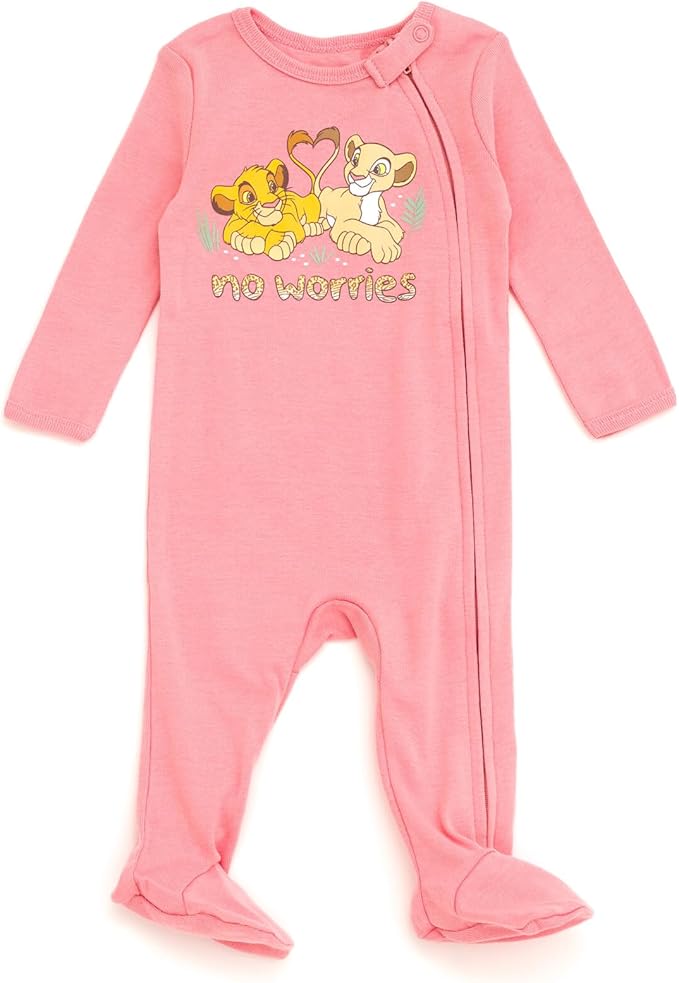 Disney Baby Girls 2 Pack Zip Up Sleep N' Plays Newborn to Infant Sizes (Newborn - 24 Months)