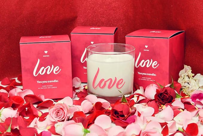 Yes You Candle - Love, Bergamot, Wine, Orange, Vanilla, Lillies & Musk, Highly-Scented, Inspirational Soy Candle, Made in USA, Pure Essential Oils, Aromatherapy, 9.5 oz
