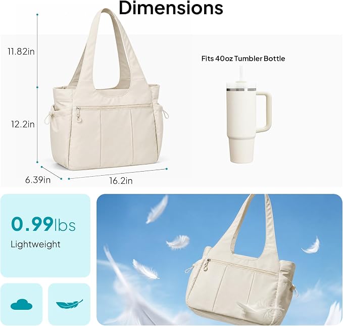 TOPEAST Foldable Tote Bag for Women with Yoga Mat Holder,Travel Tote Bag with Water Bottle Pocket,Lightweight Workout Gym Bag