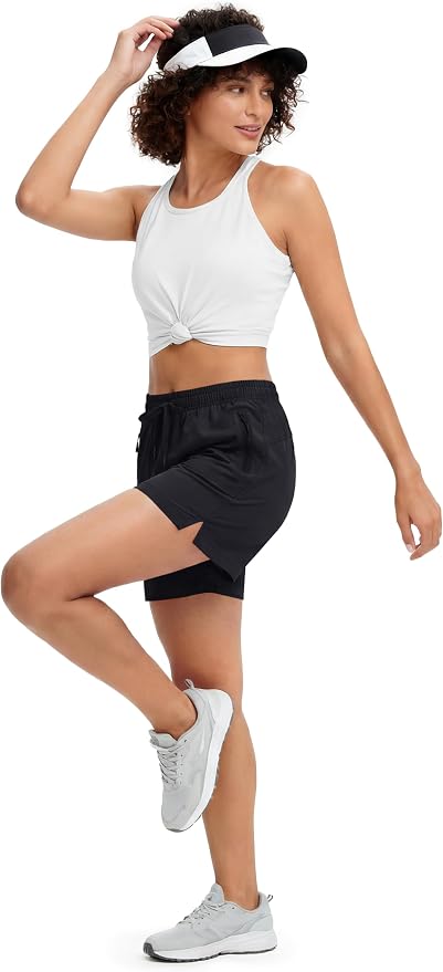 MAGCOMSEN Women's 5" Hiking Shorts UPF 50+ Quick Dry Lightweight Athletic Running Golf Summer Casual Shorts with Pockets