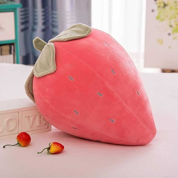 Cute Fruit Kids Pillow Stuffed Strawberry Plush Pillows Super Soft Girls Pillows Cushion Seat for Kids Toys (Pink,19.6''/50cm)1 Count (Pack of 1)
