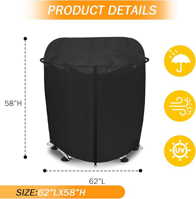 Trampoline Cover for 60" Kids Trampoline 100% Waterproof Kids Trampolines Cover Round Heavy Duty 600D Oxford cloth UV resistant Windproof Outdoor Toddler Trampoline Winter Protect Covers (Black）