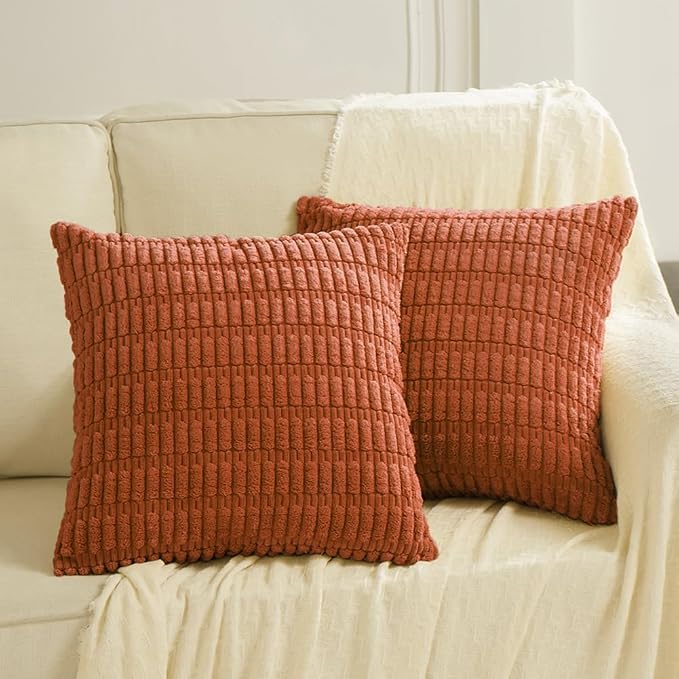 Fancy Homi 4 Packs Decorative Throw Pillow Covers for Living Room Couch Bed, Modern Farmhouse Boho Home Décor Accent Cushion Case, 14" x 14", Burnt Orange