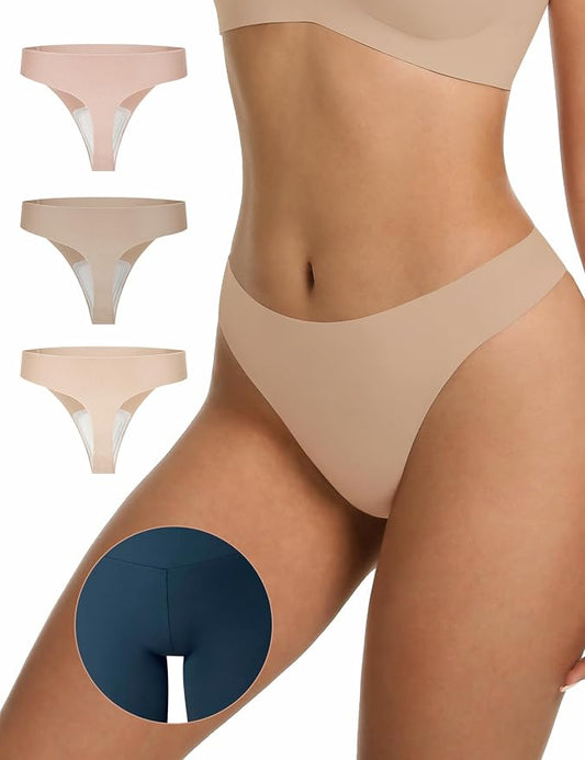 LUCKMEEY Cotton Thongs for Women Seamless Thongs for Women No Show Thong Panty Liners Workout G-String Thongs Underwear
