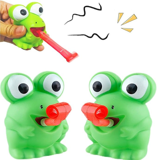 LBKKC Squeeze Stress Frog Toys,Tongue Sticking Out, Birthday Party Favor, Novelty Relief Squeeze Toys Gags Gifts for Kids Adults,Sensory Toy, 2 Pack