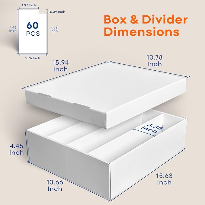 Fageverld 2-Pack Trading Card Storage Box, 3200 Count Cardboard 4 Row Card Box for MTG TCG Baseball Sports Cards Collection, Top loader Storage Boxes, includes Card Dividers & Stoppers