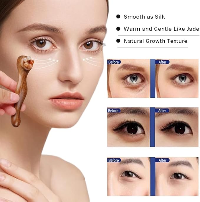 Ouliget Eye Cream Massage Sticks,Sandalwood Eye Face Roller Massager,Eye Fatigue Relief Massage Stick for Reducing Puffiness Eye Bags Muscle Ache, 4 Inches