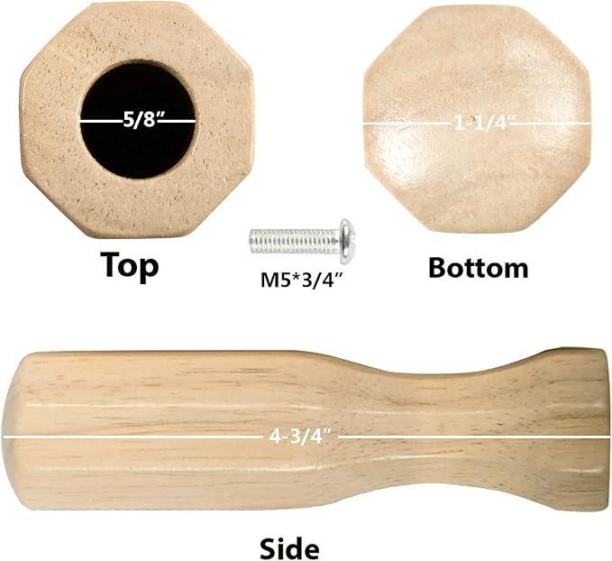 Soccer Table Handles, 5/8 inch Wooden Foosball Handle Grip, 8 Pack