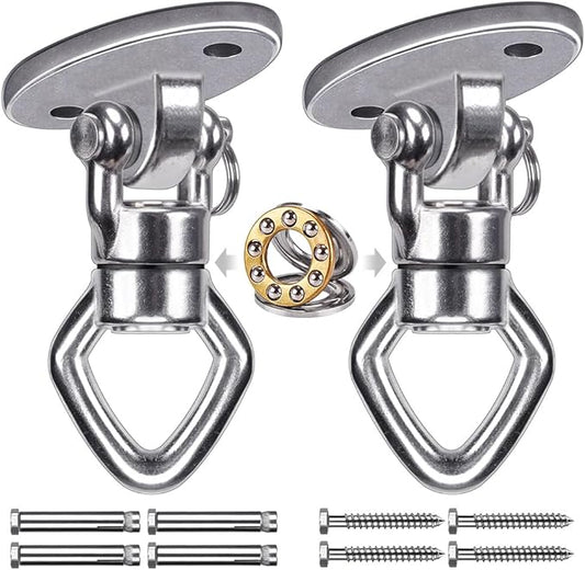BeneLabel 2Pack Swing Hanger with Bearing Swivel 800LB Capacity Stainless Steel Aerial Silks Ceiling Mount Bracket Hammock Hardware for Swings, Hanging Chair, Aerial Hoop, Heavy Bag, Yoga Swing