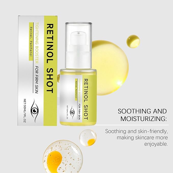 2 PCS Retinol Shot Tightening Booster- Retinol Eye Serum with Panthenol for Anti-Aging, Wrinkles & Fine Lines, Pore Minimizer, Firm Skin - For All Skin Type - 1 Fl. Oz