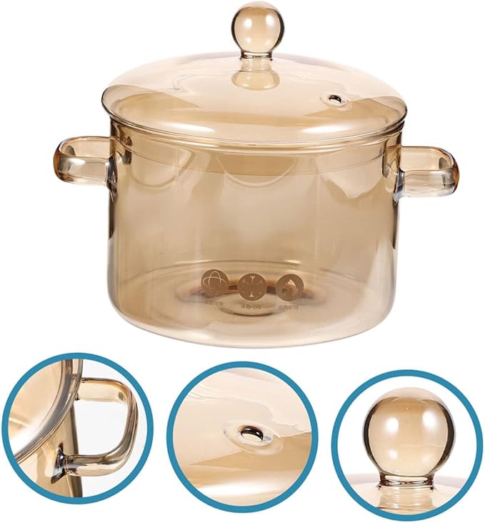 Heat Resistant Borosilicate Glass Stew Pot with Lid Kitchen Cookware for Cooking Stewing Capacity for Home Use Energy Efficient Design