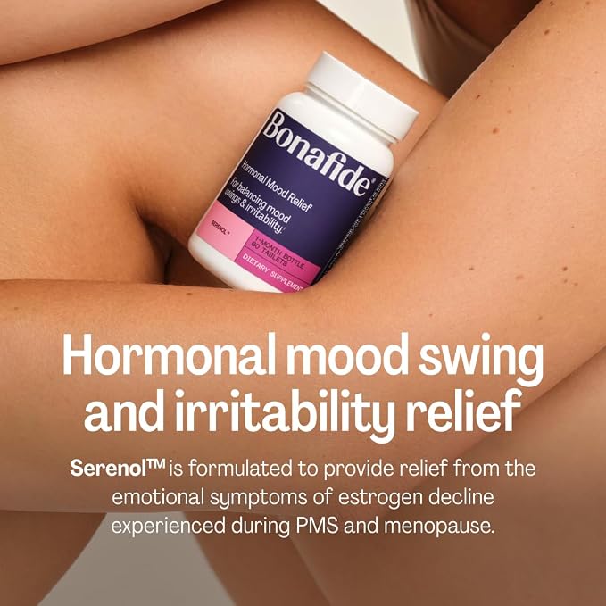 Bonafide Hormonal Mood Relief for Women Serenol – Hormone-Free, Clinically Studied – Helps Relieve Hormonal Mood Swings, Irritability & PMS Bloating – 2-Month Supply