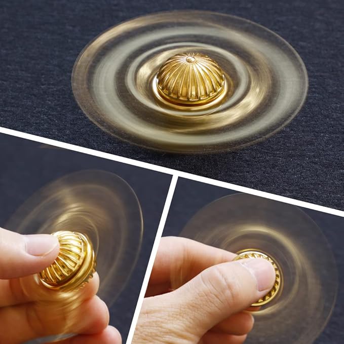 Golden Sphere Fidget Spinner Toy for Adults Kids, Magic Orb Hand Finger Spinners Toy, Cool Metal Fidget Toys EDC Fingertip Gyro, Desk Toy Fidgeting Novelty Gift for Boys Girls(Gold)