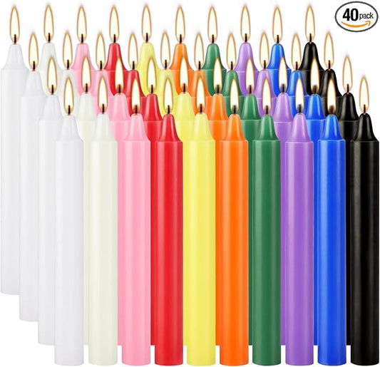 40 Pack Assorted Color Spell Chime Candles, 4 Inch Mini Taper Candles for Home Decor Kitchen Decor Wedding Decoration-10 Colours,Great for Casting Chimes, Rituals，Christmas Candles