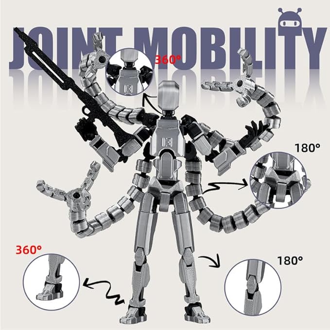 T13 Action Figure, Assembly Completed Dummy 13 Action Figures,T 13 3D Printed Toys - The Premium Action Figures for Sci-Fi Enthusiasts,Four Claws Robot (Grey, 7.2 Inch)
