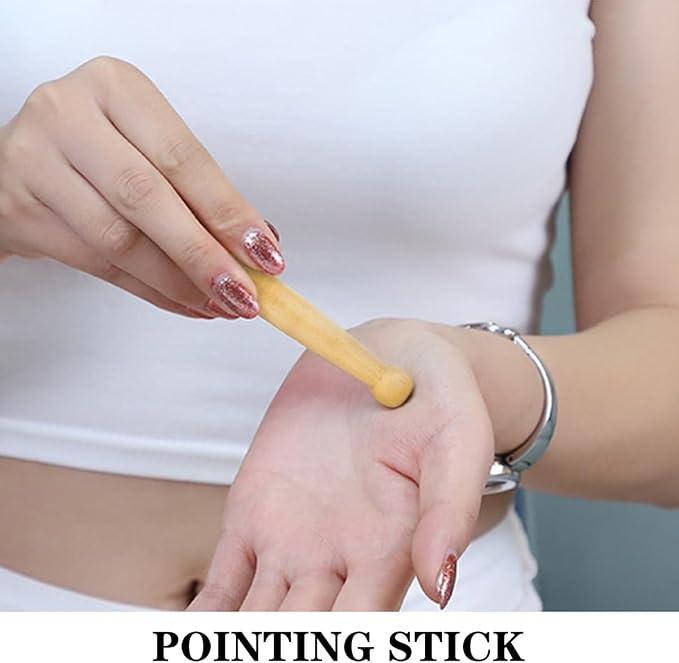4PCS Massage Wooden Stick Small Muscle Scraper Manual Back Neck Foot Massager Smooth Wood Rod Acupuncture Point Massager Therapy Tool