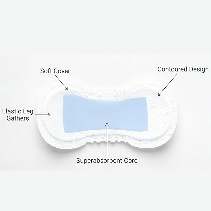 ContourPlus Bladder Control Incontinence Pads, 5.5" x 10.5", 336 Count | Discreet Contoured Pads With Super Absorbent Core Odor Control Breathable Cloth Like Cover And Leak Guard Leg Gathers