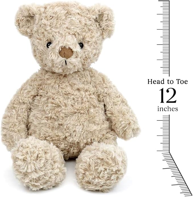 MON AMI Crème Teddy Bear Stuffed Animal - 12" Brown, Teddy Bear Plush Gifts for Baby Shower, Cute Plushies for Kids of All Ages