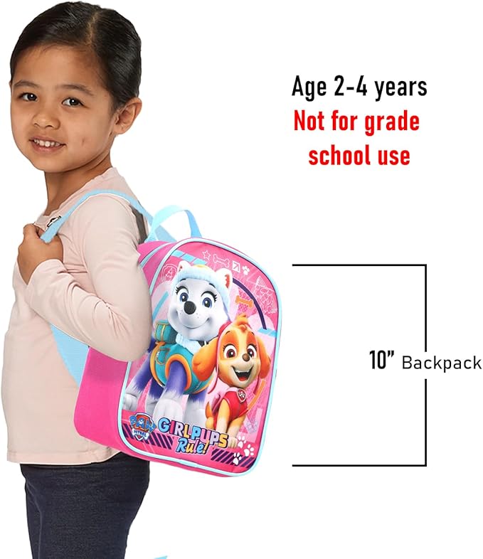 Paw Patrol Mini Backpack for Girls - Bundle with 10" Small Backpack Featuring Skye and Everest Plus Stickers, Water Bottle, More | Paw Patrol Travel Bag Set for Kids