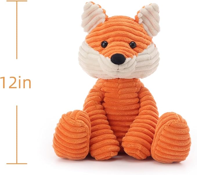 Apricot Lamb Toys Plush Corduroy Fox Stuffed Animal Soft Cuddly Perfect for Child (Medium, 12 Inches)