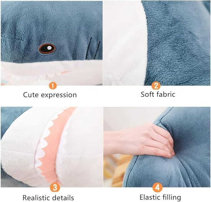 40 inch Shark Stuffed Animal Toy,Stuffed Animal Sharks,Plush Shark Toys,Soft Cushion Pillow Plush Pillow,Room Decoration for Boys and Girls Plushies for Kids