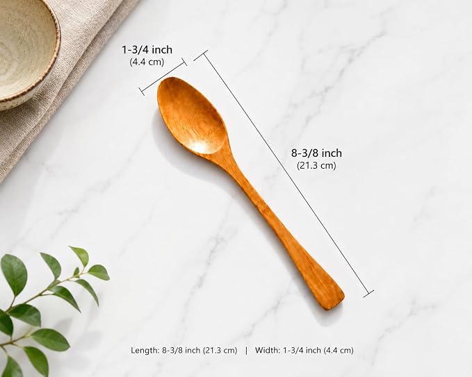 JapanBargain 4109, Set of 12 Long Bamboo Wood Soup Spoons, Eco Friendly Dinner Spoons, Korean Japanese Style Kitchen Utensil for Snacks, Fruit, Ice Cream, Yogurt, Cereal, 8.25-inch