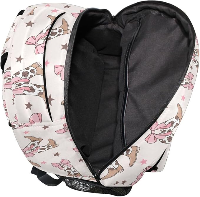 Bows Cowgirl Boots Boys Girls Kids School Backpacks Bookbag, Elementary School Bag Travel Backpack Daypack