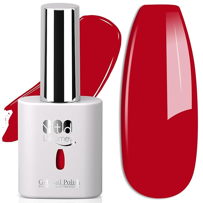 YTD Likomey Chili Red Gel Nail Polish,15ml Salon Home DIY Nail Art Manicure and Pedicure Fall Winter Soak Off UV Color Varnish,CS447
