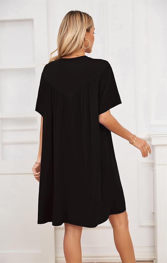 VintageClothing Nightgowns for Women Soft House Dresses Sleepshirts Short Sleeve Sleepwear Night Dress Moo Moo Nightgown