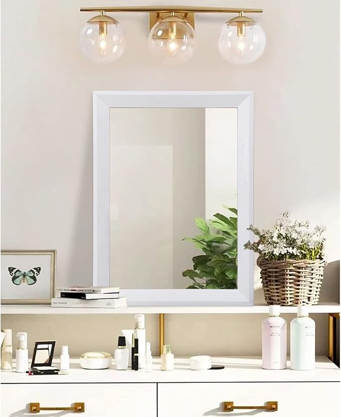AAZZKANG Rectangular Wall Mirror Decorative Wood Framed Mirrors Large 20"x16" for Farmhouse Bedroom Bathroom Living Room Entryway Hanging Home Decor | 20"x16" Decorative Farmhouse Bedroom Bathroom Living Room Entryway