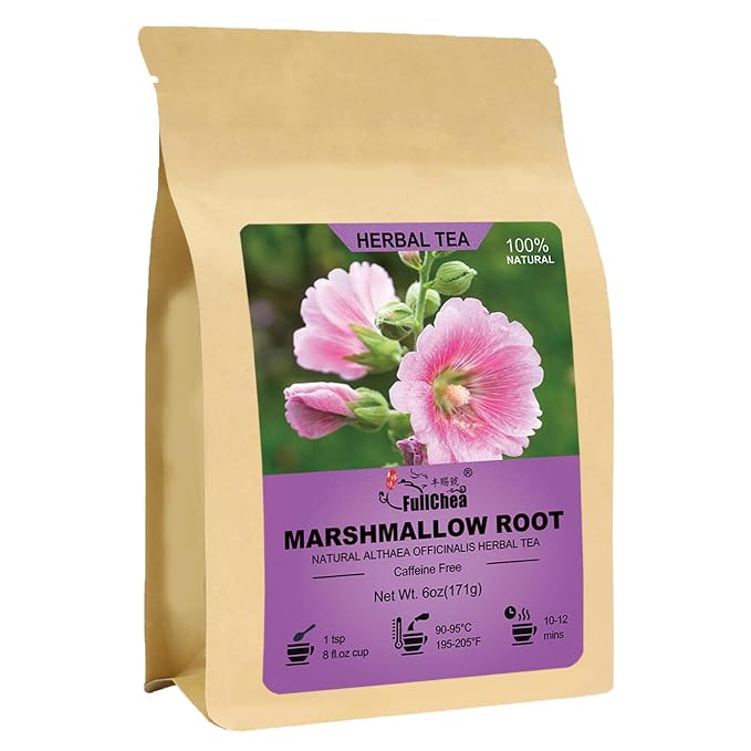 FullChea - Marshmallow Root Loose 6OZ/171g - Premium Natural Dried Cut & Sifted Althaea Officinalis - Non-GMO - Caffeine-free - Respiratory Support & Promote Digestion