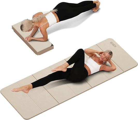 Foldable Yoga Mat Extra Thick 0.32 Inches(8mm) | SGS-certified, odorless POE. Non-slip surface & no curling edges. Great for yoga, Pilates & home gym.