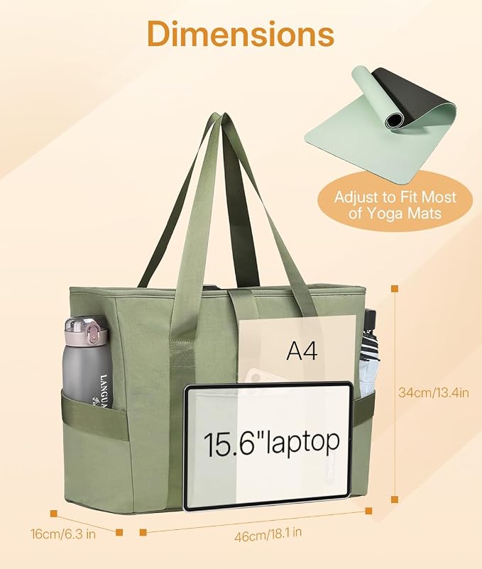 MOYAQI Gym Bag for Women with Zipper, Nurse Work Tote with Compartments, Womens Beach Yoga Bag for Sport, Travel