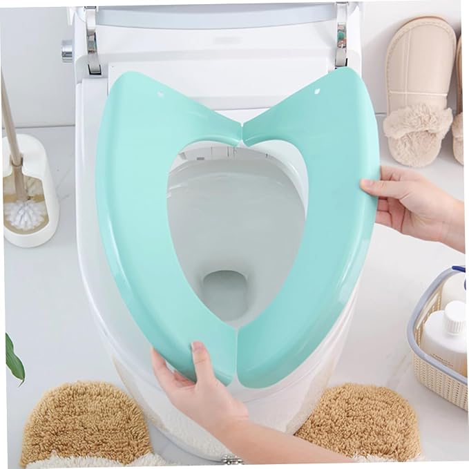 PartyKindom 2pcs Folding Potty Seat Cover Portable Plastic Toilet Training Cushion for Travel Home Use Lightweight Fits Standard Toilets for Adults