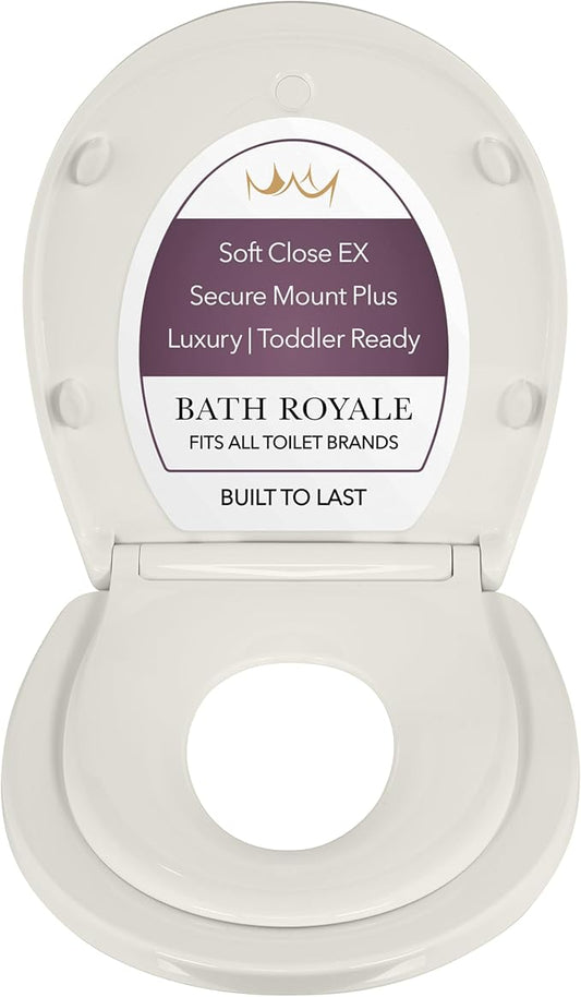 BATH ROYALE Potty Training Seat - Soft Close, Kingsport BR720-01, Round Biscuit/Linen, Adult & Child