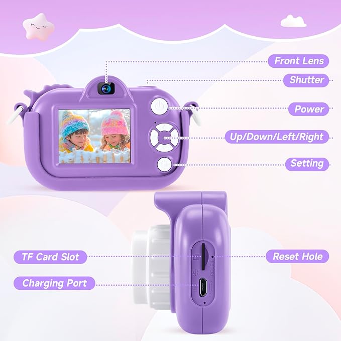 Kids Digital Camera for Girls Ages 3-12, Toddler Camera 1080P HD with 32GB SD Card, Birthday Toys and Gifts for 4 Year Old Girls