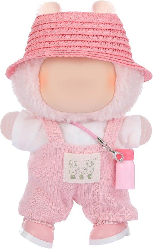 5 Pcs Stylish Set for 17cm Dolls with Fashion Hat ,Water Bottle,Skirt,Shoes and Sweater Outfit Set, Cute Doll Style Accessories Gift(Pretty,Pink)
