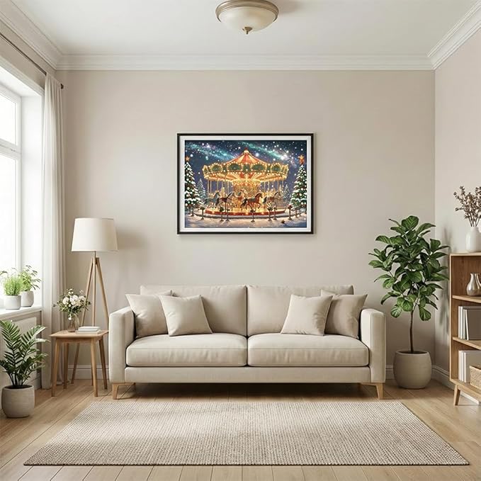 Puzzles for Adults 1000 Pieces - Christmas Winter Carousel Colorful Jigsaw Puzzles, Fun Family Game, Challenging Brain Teaser, 28 x 20 in, Great Gift Idea & Home Decor (Winter Carousel)