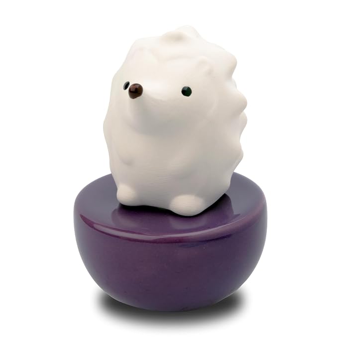 Spiky Hedgehog, Non-Electric Ceramic Diffusers for Essential Oils and Aromatherapy Fragrance, White Ceramic Diffusers in Car or Desk Office Decor and Small Bathroom at Home, Purple Vase
