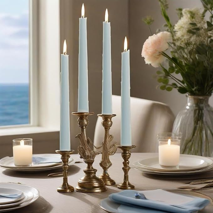 10 Inch Taper Candle Set of 4 - Sea Salt Scented Candles - Soy Wax Home Decor Candles - Gift Ideas for Wedding Party Dinner Holiday Decoration